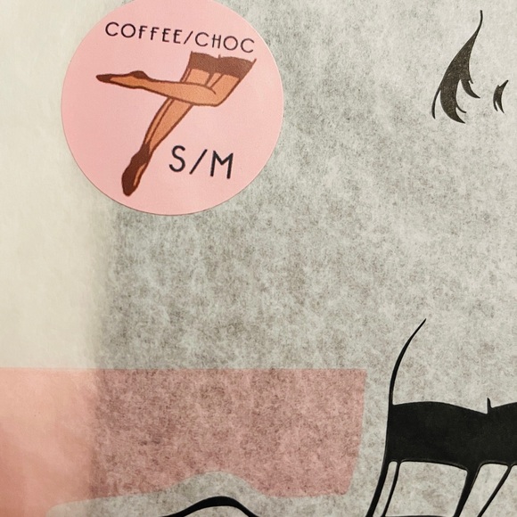 What Katie Did SEAMED STOCKINGS COFFEE with CHOCOLATE seam. S/M New In Package - Picture 2 of 7